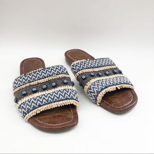 Sam Edelman Blue Woven Raffia Mule Brandon Sandal